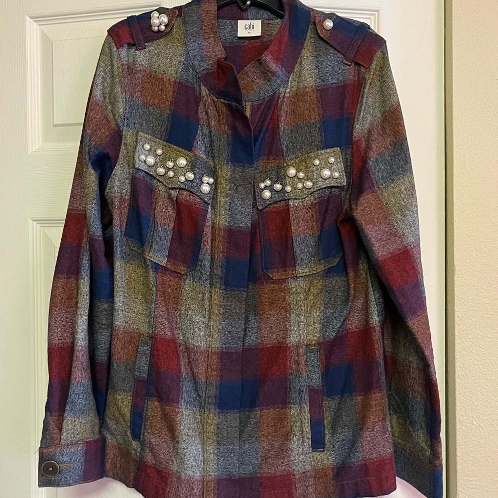 CAbi Women's Multi-Color Plaid Utility Jacket